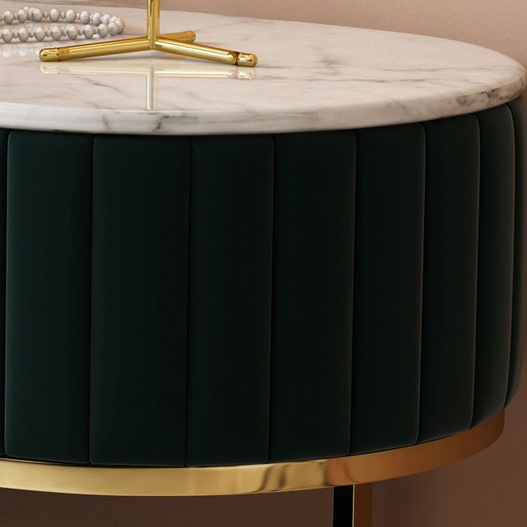 Metal Mirrored Vanity Desk with 1 Drawer Marble Top Dressing Table