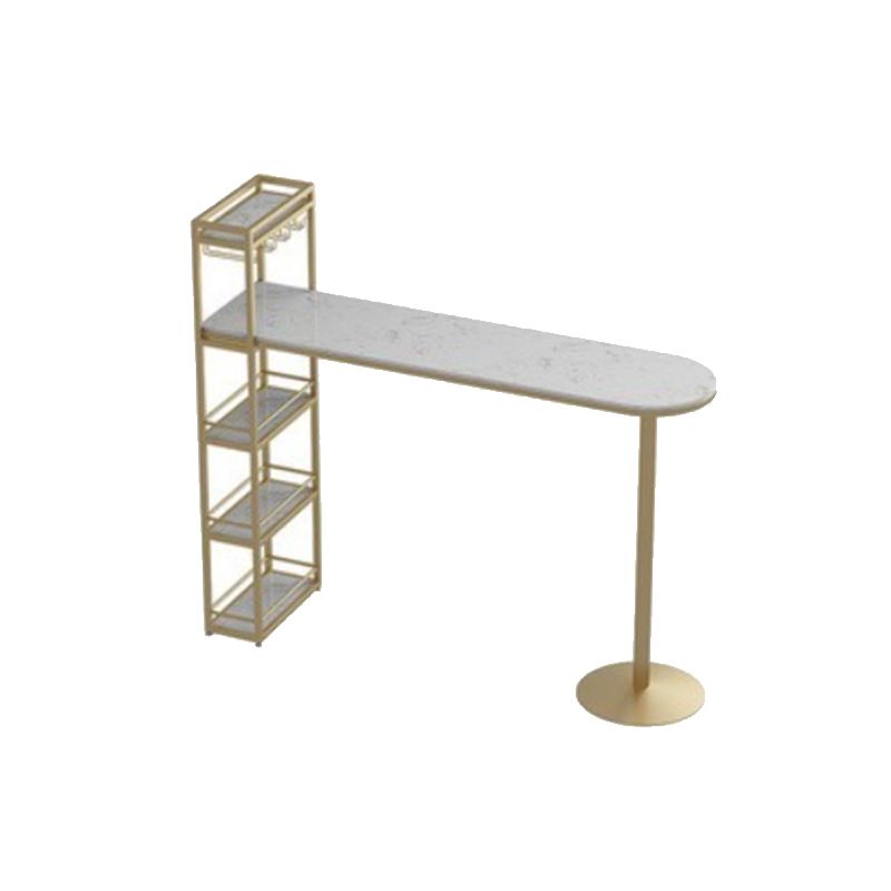 Glam Stone Bar Table Metal Base with Wine Rack for Living Room Clearhalo 'Bar Furniture' 'Bar Tables' 'bar_tables' 'furn' 'furn_bar_tables' 'Furniture' 'Kitchen & Dining Furniture' 1200x1200_9547bc34-3291-48ef-bfe7-94d0222897c9