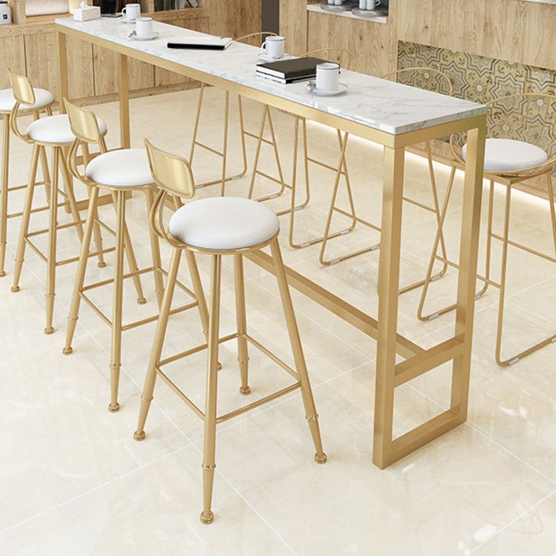 Glam Bar-height Table White Faux Marble Top Fixed Pub Table for Patio Clearhalo 'Bar Furniture' 'Bar Tables' 'bar_tables' 'furn' 'furn_bar_tables' 'Furniture' 'Kitchen & Dining Furniture' 1200x1200_9547d323-0e00-4590-bb44-c93fe047ed7b