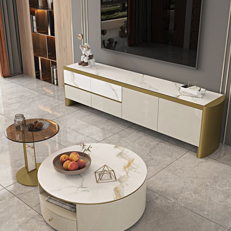 Glam 16" W TV Media Stand Stone Enclosed Storage TV Stand Console with Drawers Clearhalo 'furn' 'furn_tv_stands_entertainment_centers' 'Furniture' 'Living Room Furniture' 'TV Stands & Entertainment Centers' 'TV Stands & Media Storage Furniture' 'tv_stands_entertainment_centers' 1200x1200_9548cb79-82dd-48b3-9da1-e9f6b7b1f906