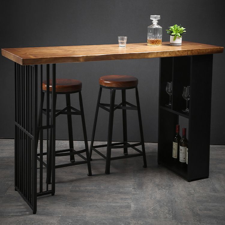 Indoor Glam Pub Set Natural 1/2/3 Pieces Wood and Metal Pub Table Set with Storage Clearhalo 'Bar Furniture' 'furn' 'furn_home_bar_bar_sets' 'Furniture' 'Home Bars & Bar Sets' 'home_bar_bar_sets' 'Kitchen & Dining Furniture' 1200x1200_954ba647-89b5-44b1-88bb-448aa06655b7