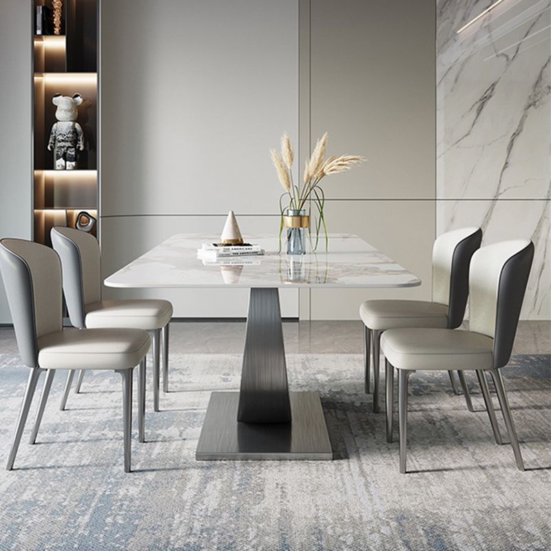 Contemporary Style 1/4/5/7/8 Pieces Dining Chairs Set Rectangle Stone Furniture in White Clearhalo 'Dining Room Sets' 'Dining Tables & Seating' 'dining_room_set' 'furn' 'furn_dining_room_set' 'Furniture' 'Kitchen & Dining Furniture' 1200x1200_954c3109-0ea7-4d95-93d9-9066696fcabf