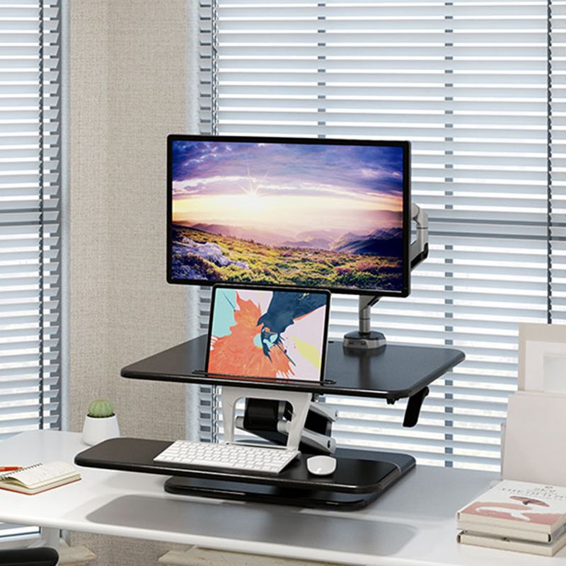 Rectangular Shaped Office Standing Desk Converter Wood in Black/White Clearhalo 'furn' 'furn_office_desk' 'Furniture' 'Office Desks' 'Office Furniture' 'office_desk' 1200x1200_954dbe68-ad29-4878-99f2-069808b90339