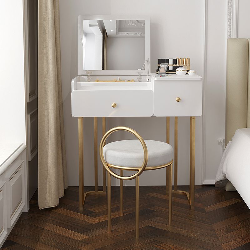 Hedendaagse make-uptafel met make-up van ijdelheid Set 2-ladjes houten kaptafel