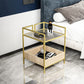 21.6" Tall Metal Frame End Table Glass Square Top Side Table with Shelf