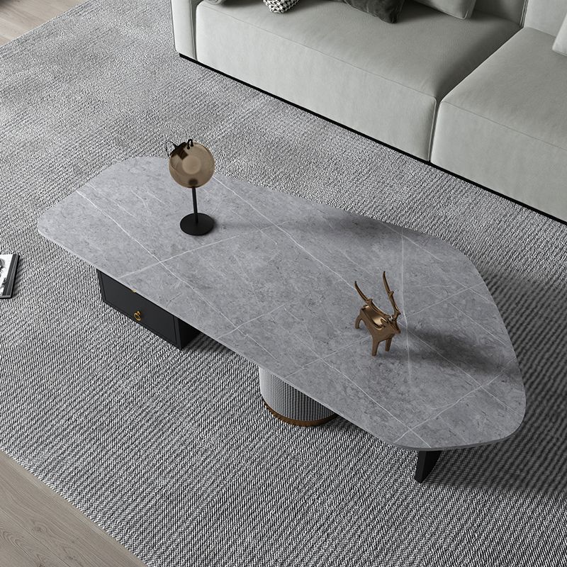 Modern Style White/grey Slate Top Metal Base with Drawer Free Shape Coffee Table Clearhalo 'Coffee & Accent Tables' 'Coffee Tables' 'coffee_tables' 'furn' 'furn_coffee_tables' 'Furniture' 'furniture_coffee_tables' 'Living Room Furniture' 1200x1200_9550df15-dcc0-47ba-8897-81ecca2b9438