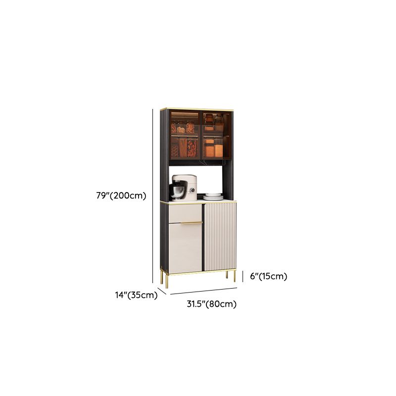 Porte di vetro in pietra di credenza in stile glam Credenza a buffet con armadi e cassetti