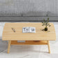 Contemporary Rectangle Wooden Coffee Table with Shelf and 4 Solid Wood Legs