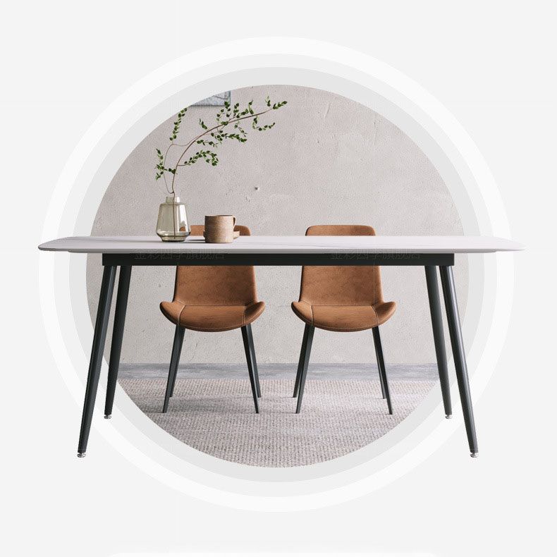 Black Metal Frame Industrial Rectangle Dining Table Sintered Stone Table for Dining Room Clearhalo 'Dining Tables & Seating' 'Dining Tables' 'dining_table' 'furn' 'furn_dining_table' 'Furniture' 'Kitchen & Dining Furniture' 1200x1200_9553c5be-bfed-47c2-b7d1-f64d7e0b4882