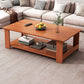 Nordic Style 4 Legs Base Rectangular Solid Wood Table with Storage Rack Coffee Table