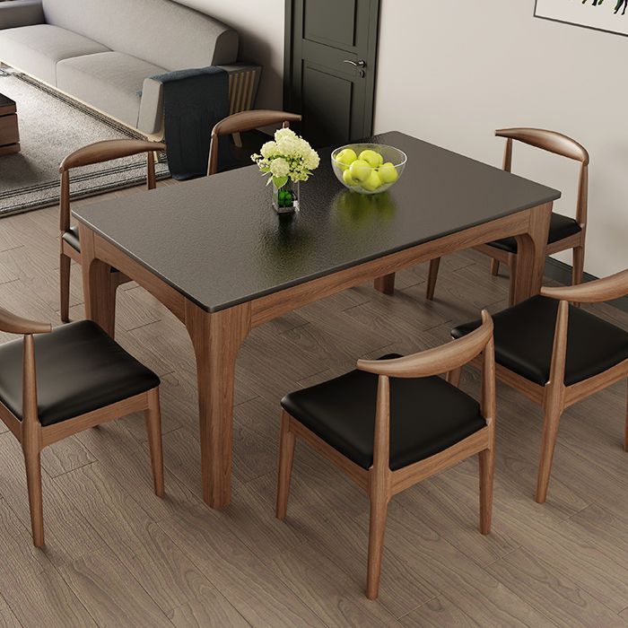Contemporary Kitchen Rectangle Dinner Table 4 Legs Dining Table Clearhalo 'Dining Tables & Seating' 'Dining Tables' 'dining_table' 'furn' 'furn_dining_table' 'Furniture' 'Kitchen & Dining Furniture' 1200x1200_95550499-c2c2-40a3-a375-027bcddc9746
