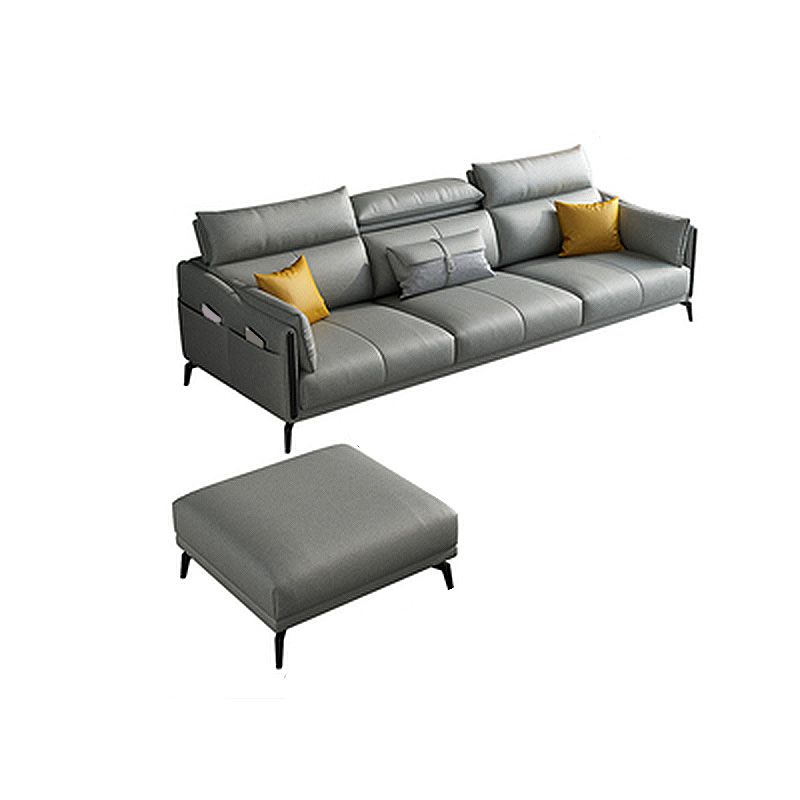 Grey Faux Leather Waterproof Sofa Stain-Resistant High Back Sectional Clearhalo 'furn' 'furn_sectionals' 'Furniture' 'furniture_sectionals' 'Living Room Furniture' 'Sectionals' 1200x1200_955740c1-8818-45f2-b550-e685899e61e4