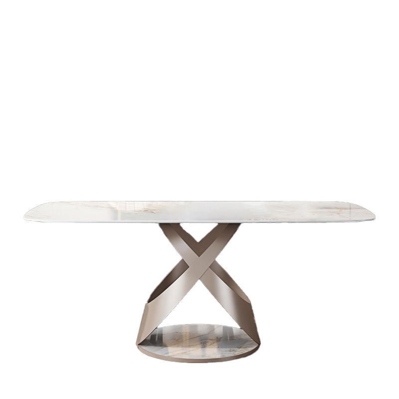 Modern Style Dining Rectangle Table Sintered Stone Table with Metal Legs for Home Clearhalo 'Dining Tables & Seating' 'Dining Tables' 'dining_table' 'furn' 'furn_dining_table' 'Furniture' 'Kitchen & Dining Furniture' 1200x1200_955837c3-5cf3-466f-af60-bf9ce55f9728