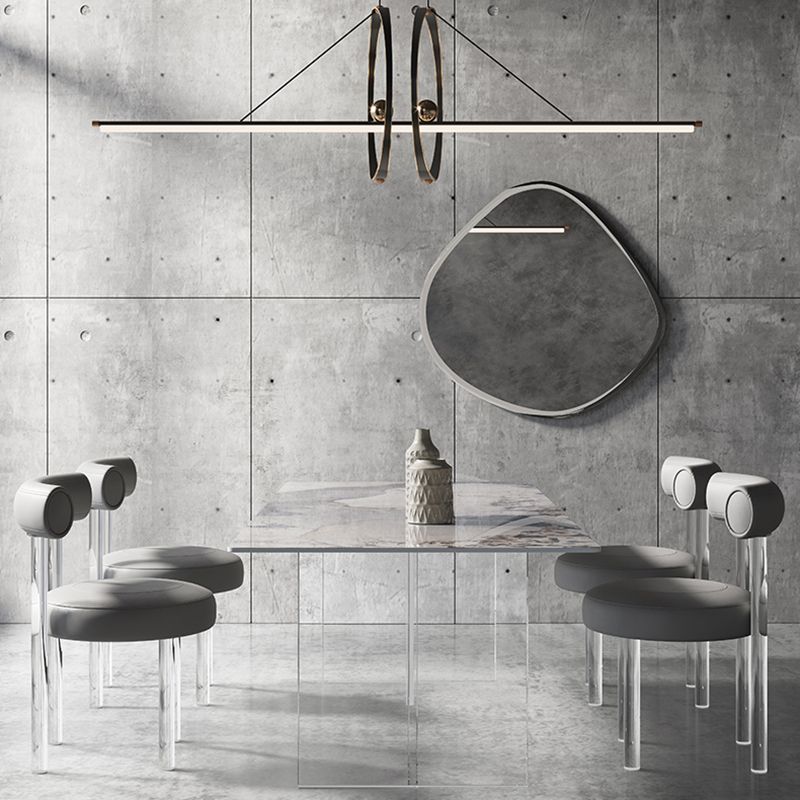 シンプルさ長方形ダイニングテーブル焼結石トップ透明アクリルベーステーブル