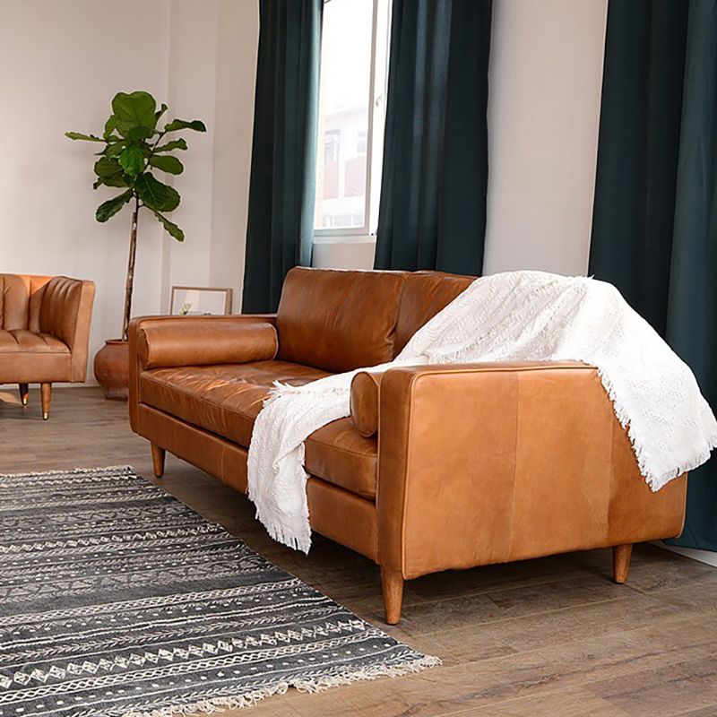 33.46" H Genuine Leather Square Arm Sofa with Down Fill Cushions for Apartment Clearhalo 'furn' 'furn_sofas' 'Furniture' 'furniture_sofas' 'kitchen' 'kitchen_sofas' 'Living Room Furniture' 'Sofa' 'sofas' 1200x1200_95593c94-9ca9-4743-ae53-d961fc8f4211