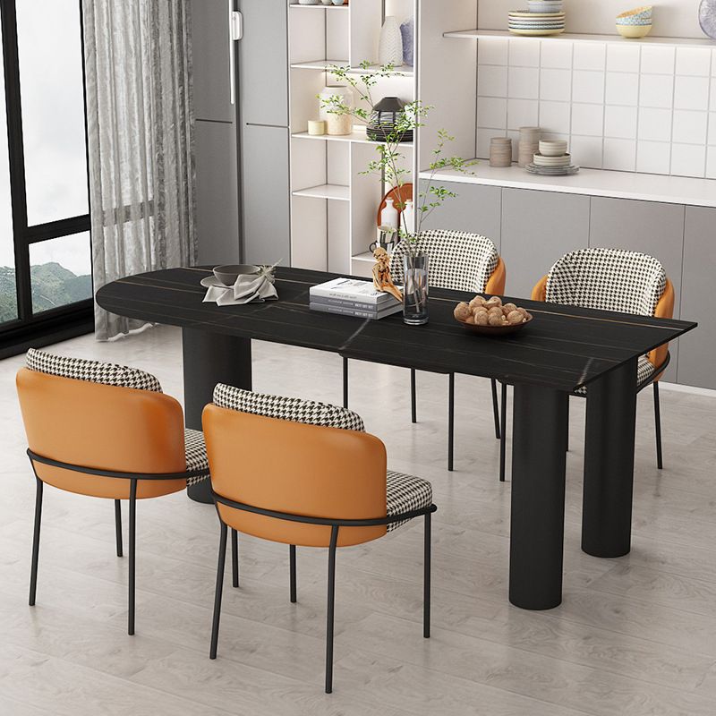 Simplicidad Forma gratuita Mesa de comedor Top de piedra sinterizada Base de hierro Desk Home Kitchen Kitchen