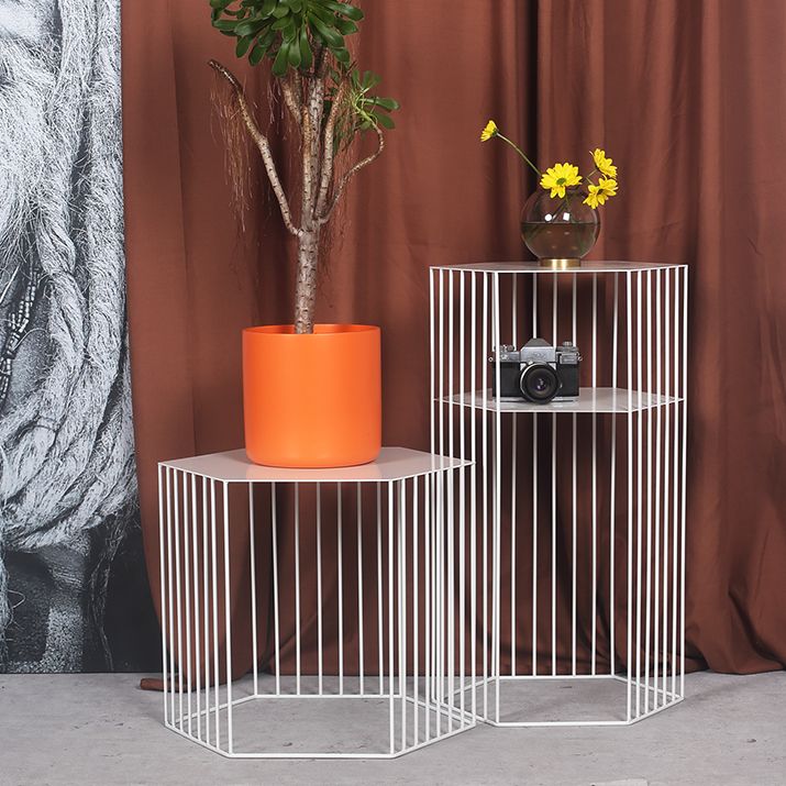 Hexagon Top Side Table Mid-Century Modern Ironcraft Frame End Table Clearhalo 'Coffee & Accent Tables' 'End & Side Tables' 'end_side_tables' 'furn' 'furn_end_side_tables' 'Furniture' 'Living Room Furniture' 1200x1200_9561815e-ca28-4f29-b2fd-b9a4d2ce4f8d