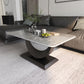 Glam Stone Coffee Table with Steel Pedestal Base and Rectangle Top Clearhalo 'Coffee & Accent Tables' 'Coffee Tables' 'coffee_tables' 'furn' 'furn_coffee_tables' 'Furniture' 'Living Room Furniture' 1200x1200_9564e074-6707-43a1-88a5-d1db453cd3f2