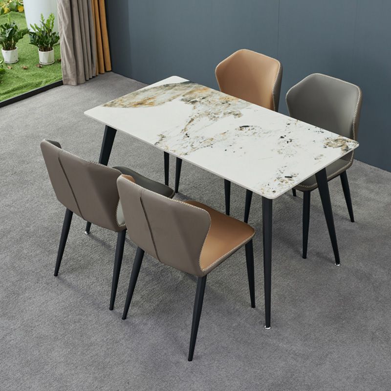 Silla de comedor contemporánea de metal acabado metálico silla lateral del ala
