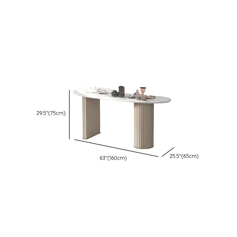 Zeitgenössischer Steinschreibtisch 29,53 Zoll großer weißer Büroschalter