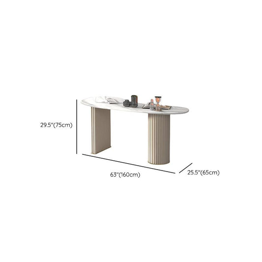 現代の石のライティングデスク29.53インチの高さのホワイトオフィスデスク