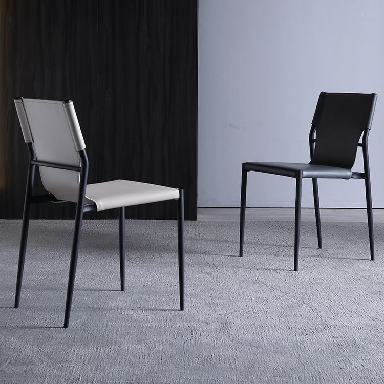 Designer Style Leather Balcony Side Chair Solid Back Dining Chair with Black Legs Clearhalo ' kitchen&dining_furn' 'Dining Chairs' 'Dining Tables & Seating' 'dining_chair' 'furn' 'furn_dining_chair' 'Furniture' 'furniture_dining_chair' 'Kitchen & Dining Furniture' 'kitchen' 1200x1200_956d477d-63ec-41aa-a4d2-3966c153a9b9