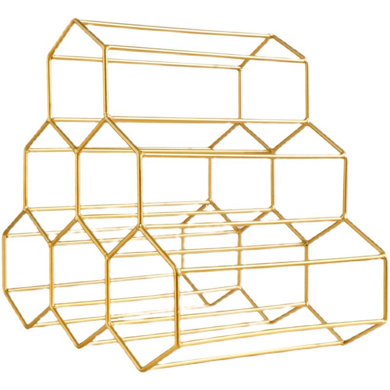 Glam Countertop Wine Rack Metal Wine Bottle Rack for Living Room