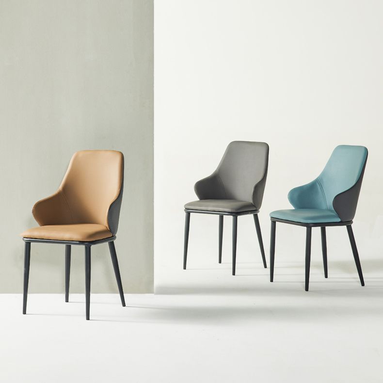 Contemporary Restaurant Leather Armchair Matte Finish Parsons Dining Chair Clearhalo ' kitchen&dining_furn' 'Dining Chairs' 'Dining Tables & Seating' 'dining_chair' 'furn' 'furn_dining_chair' 'Furniture' 'furniture_dining_chair' 'Kitchen & Dining Furniture' 'kitchen' 1200x1200_956fafc7-1aed-4d03-a58b-4399815fb30d