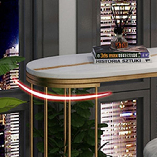 Tavolo da bar ovale in pietra sinterizzato tavolo da bistrot lussuoso con doppio piedistallo