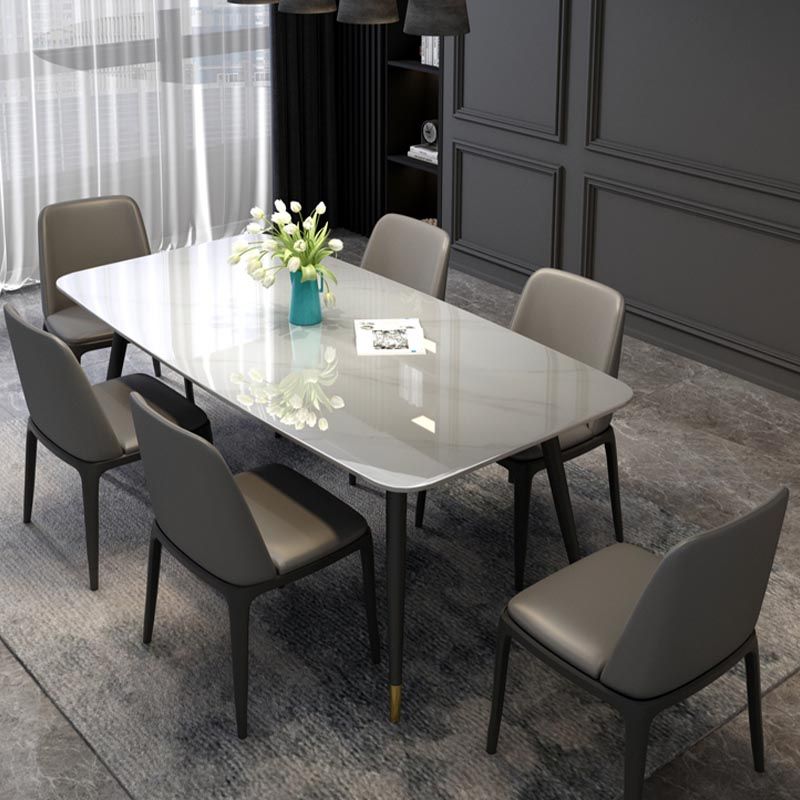 Luxury Sintered Stone Top Dining Table Rectangle White Table with 4 Legs Clearhalo 'Dining Tables & Seating' 'Dining Tables' 'dining_table' 'furn' 'furn_dining_table' 'Furniture' 'Kitchen & Dining Furniture' 1200x1200_95717d71-af10-497b-b3f7-3364d41c32ae
