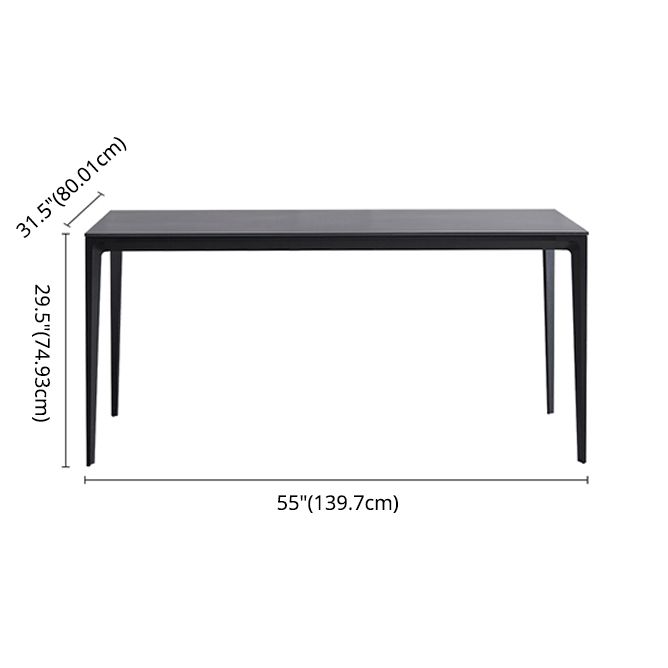Modern Style Traditional Height Dining Set with Fixed Rectangle Shape Table and 4 Black Legs Base Clearhalo 'Dining Room Sets' 'Dining Tables & Seating' 'dining_room_set' 'furn' 'furn_dining_room_set' 'Furniture' 'furniture_dining_room_set' 'Kitchen & Dining Furniture' 'kitchen&dining_furn' 'kitchen' 1200x1200_9571d4b4-c528-4453-9adc-7a07b3afea0f