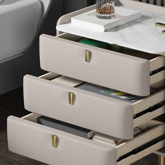 Modern Stone Top Bed Nightstand Solid Wood Faux Leather Drawer Storage Night Table Clearhalo 'Bedroom Furniture' 'furn' 'furn_night_stand' 'Furniture' 'night_stand' 'Nightstands' 1200x1200_9571f5c2-c29c-4aaf-9907-2d6fcdc220f0