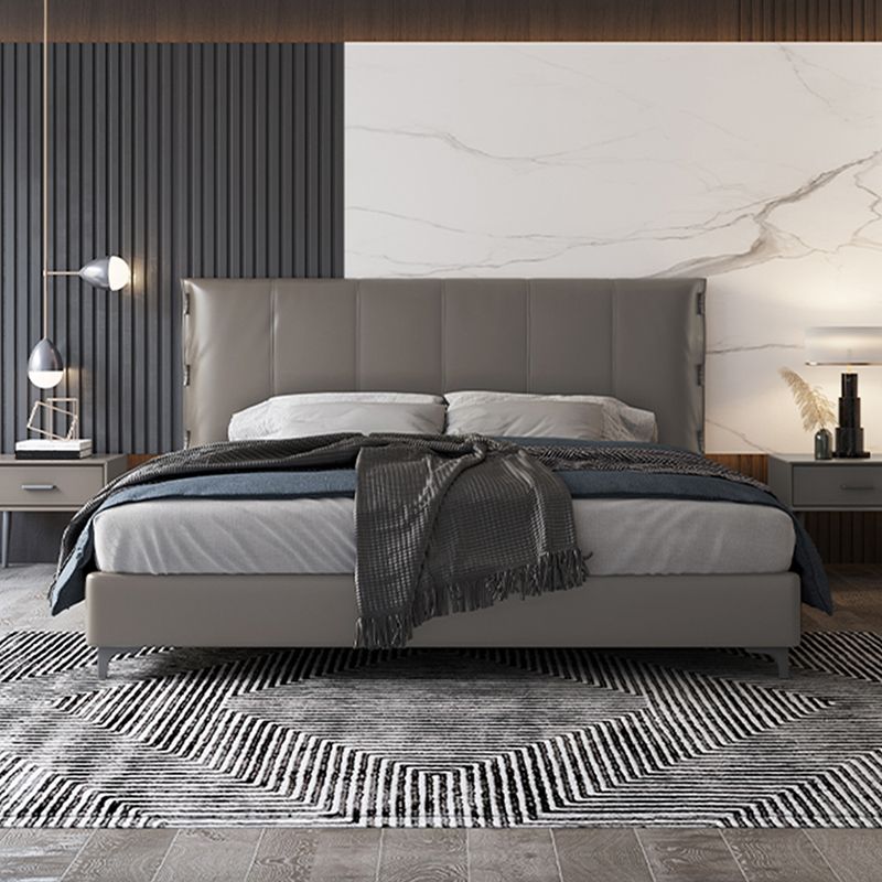 Wood and Upholstered Standard Bed Contemporary Panel Bed, 47" Tall Clearhalo 'Bedroom Furniture' 'Beds' 'furn' 'furn_beds' 'Furniture' 1200x1200_9575901c-6b61-421c-9060-b1e45196a12f