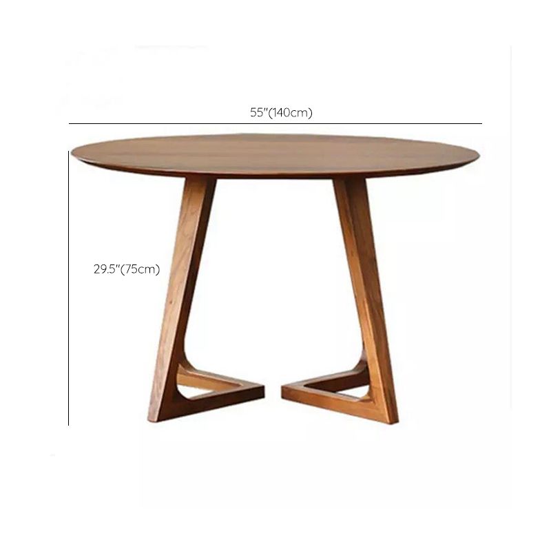 Pine Solid Wood Dining Table Brown Round Table for Dining Room