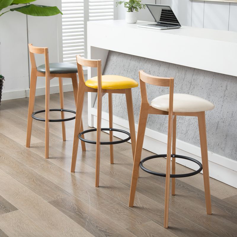 Modern Backrest Armless Counter Stool Wood kitchen Bar Stool with Cushion and Pedal Clearhalo 'Bar Furniture' 'Bar Stools' 'bar_stools' 'furn' 'furn_bar_stools' 'furniture_bar_stools' 'Kitchen & Dining Furniture' 'kitchen&dining_furn' 'kitchen' 'kitchen_furn' Furniture' 1200x1200_95781380-977c-457b-8aac-c04af800ad54