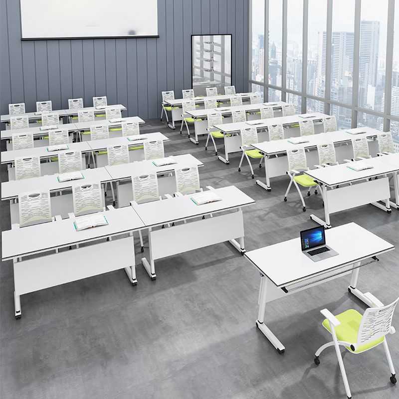 Bureau de bureau en bois contemporain Bureau rectangulaire avec roues lance-roues