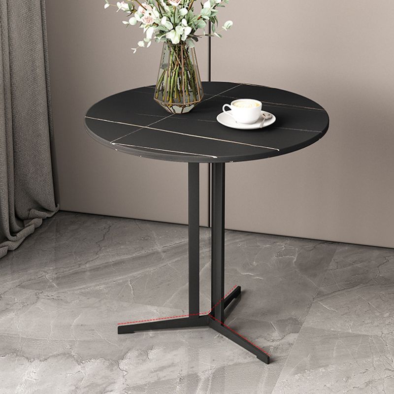 Cross Table Iron Base Design Rock Slab White/black Material Round Table Top Side Table Clearhalo 'Coffee & Accent Tables' 'End & Side Tables' 'end_side_tables' 'furn' 'furn_end_side_tables' 'Furniture' 'Living Room Furniture' 1200x1200_9578c912-87dd-4a09-b76f-8def38e44e99