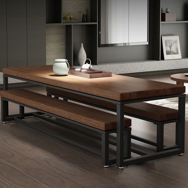 Industrial Rectangle Dining Table Pine Solid Wood Table with Trestle Base Clearhalo ' dining_table' 'Dining Tables & Seating' 'Dining Tables' 'furn' 'furn_dining_table' 'Furniture' 'furniture_dining_table' 'Kitchen & Dining Furniture' 'kitchen&dining_furn' 'kitchen' 'kitchen_dining_table' 1200x1200_9578f7dd-87ba-4afc-ab10-a180b2f99338