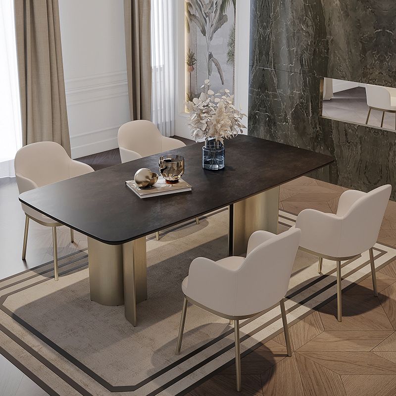 1/4/5/7 Pieces Designer Style Rectangle Dining Set Sintered Stone Top Dinette Table Set Clearhalo 'Dining Room Sets' 'Dining Tables & Seating' 'dining_room_set' 'furn' 'furn_dining_room_set' 'Furniture' 'Kitchen & Dining Furniture' 1200x1200_9579d11f-2017-4fb7-881a-a4198a19b2c4