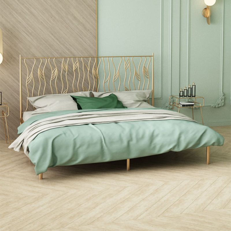 Glam 45" Tall Open-Frame Bed Metallic Bed Frame with Headboard