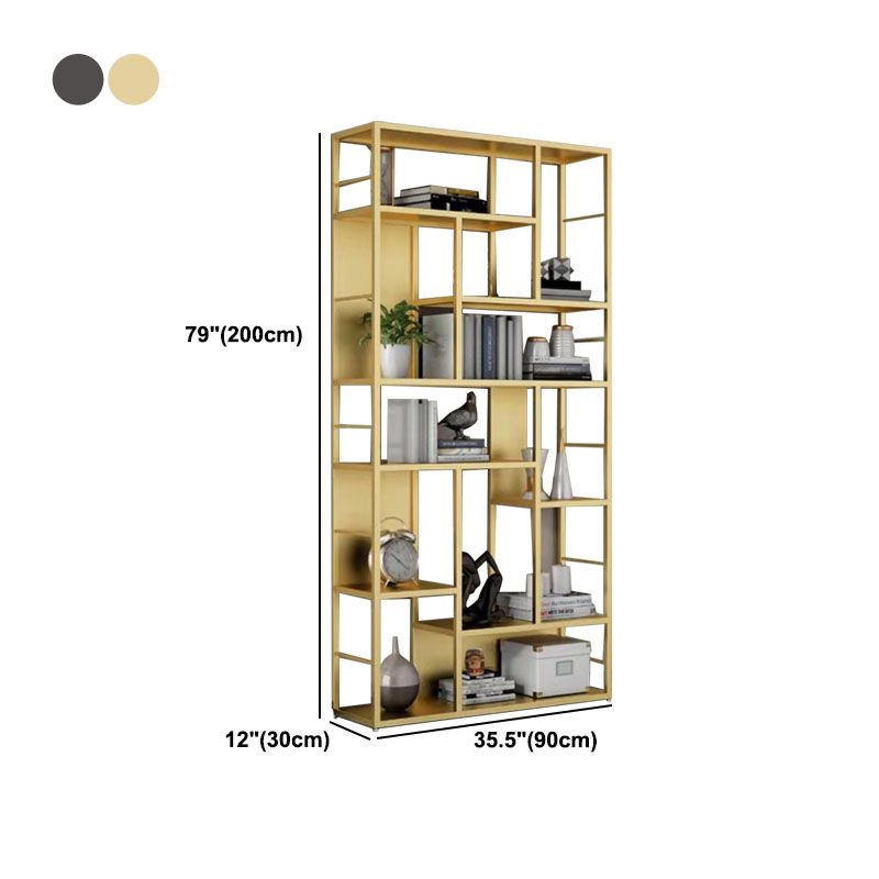 リビングルームのためのモダンメタルブックケースオープンシェルフ本棚79 "H x 12" w