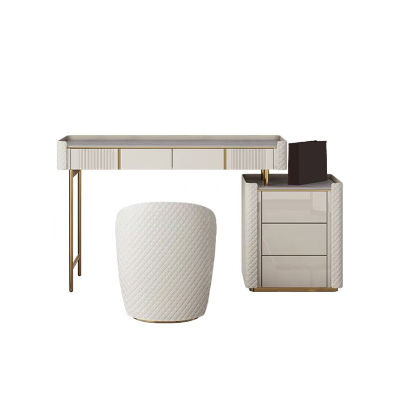 Metal Luxurious Dressing Table in Beige 5 Wood Storage Drawers Vanity Clearhalo 'Bedroom Furniture' 'furn' 'furn_makeup_vanities' 'Furniture' 'Makeup Vanities' 'makeup_vanities' 1200x1200_957ef3ed-0951-426e-a96a-a4fbddd60bf0