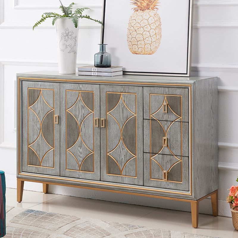 Glam Dining Server Wood and Metal Sideboard Cabinet with Drawers and Storage Clearhalo 'buffet_sideboard' 'Buffets & Sideboards' 'Furniture' 'furniture_buffet_sideboard' 'Kitchen & Dining Furniture' 1200x1200_958241a0-b372-44eb-af88-72bd8f379520