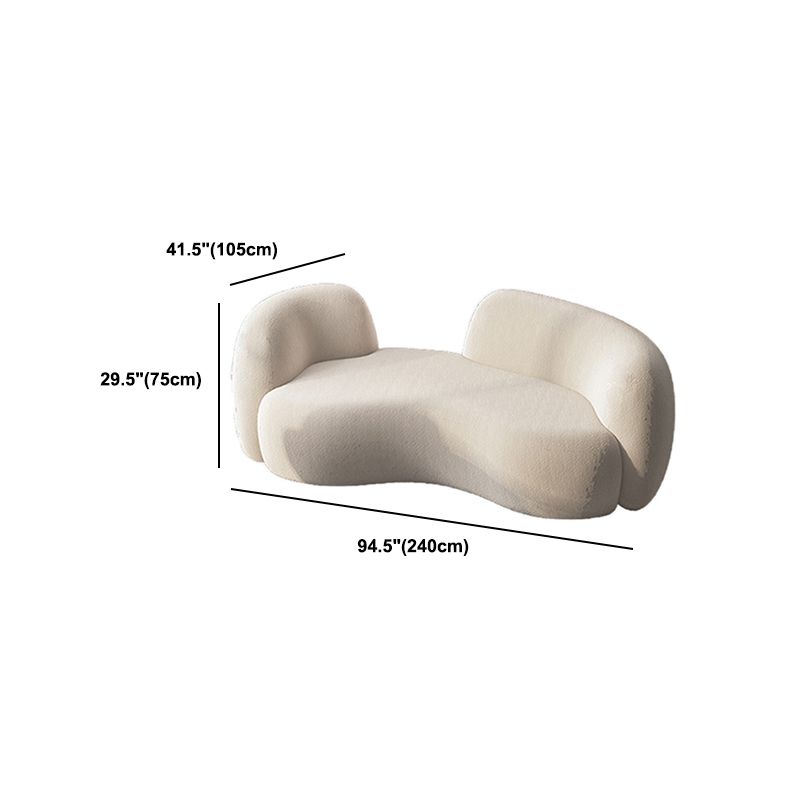 Beige Recessed Arm Curved Sofa Wool Contemporary Sofa for Apartment