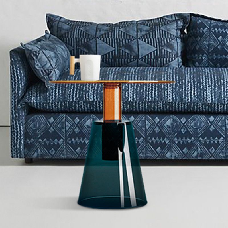 モダンな丸いガラス上部面表19.68 "背の高い台座の端テーブル