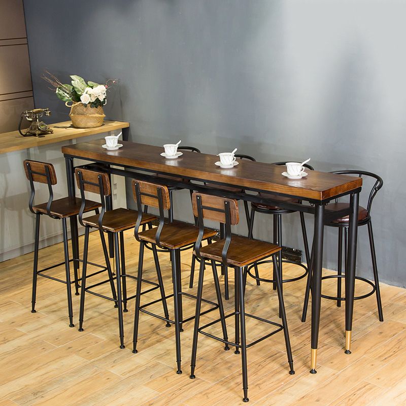 Rectangle Wood Top Counter Table Industrial 42-inch Metal 4 Legs Table for Dining Room Clearhalo 'Bar Furniture' 'Bar Tables' 'bar_tables' 'furn' 'furn_bar_tables' 'Furniture' 'furniture_bar_tables' 'Kitchen & Dining Furniture' 1200x1200_95833be5-93bc-4f17-923e-4756dbe5bc38