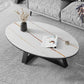 Metal Frame Elliptical Slate Top Coffee Cocktail Table - 17.7" H