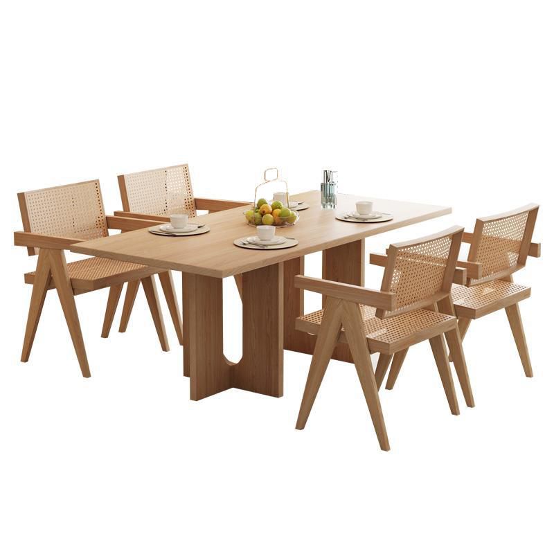 Rectangle Double Base Dining Table Modern Pine Wood Table for Kitchen Clearhalo 'Dining Tables & Seating' 'Dining Tables' 'dining_table' 'furn' 'furn_dining_table' 'Furniture' 'Kitchen & Dining Furniture' 1200x1200_958495d9-3720-4203-8ba5-0f7c3ee2acd7