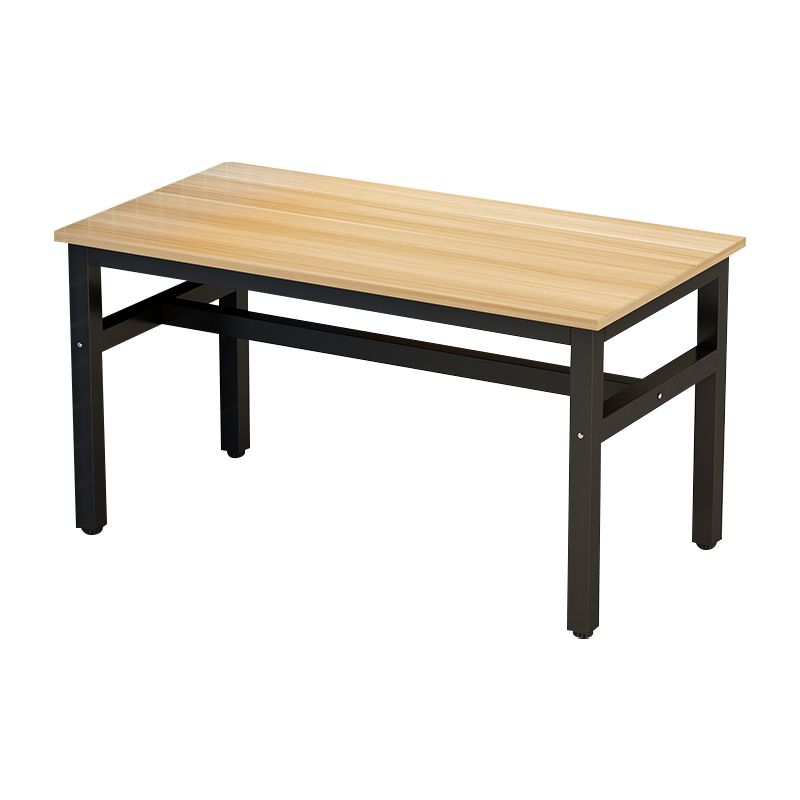 Rectangular Dining Table Wood Tabletop with Steel Trestle Base