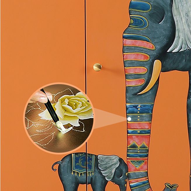 47.5"L Glam Engineered Wood Credenza Orange Cabinets Dining Server for Living Room Clearhalo 'buffet_sideboard' 'Buffets & Sideboards' 'furn' 'furn_buffet_sideboard' 'Furniture' 'Kitchen & Dining Furniture' 1200x1200_9584ef84-ae44-48d5-b221-077f62211ca2